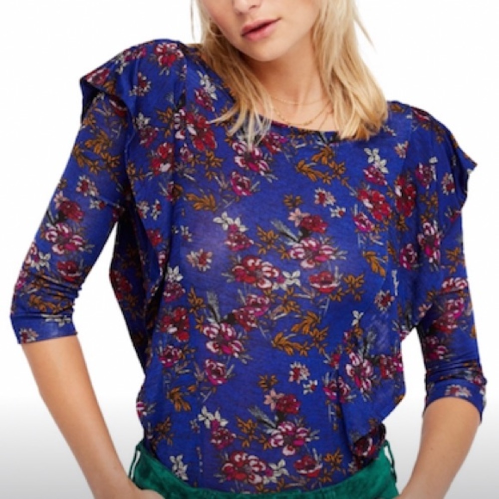NWT Free People Floral Knit Blouse
